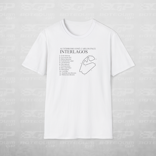 Camiseta Interlagos nomes das curvas