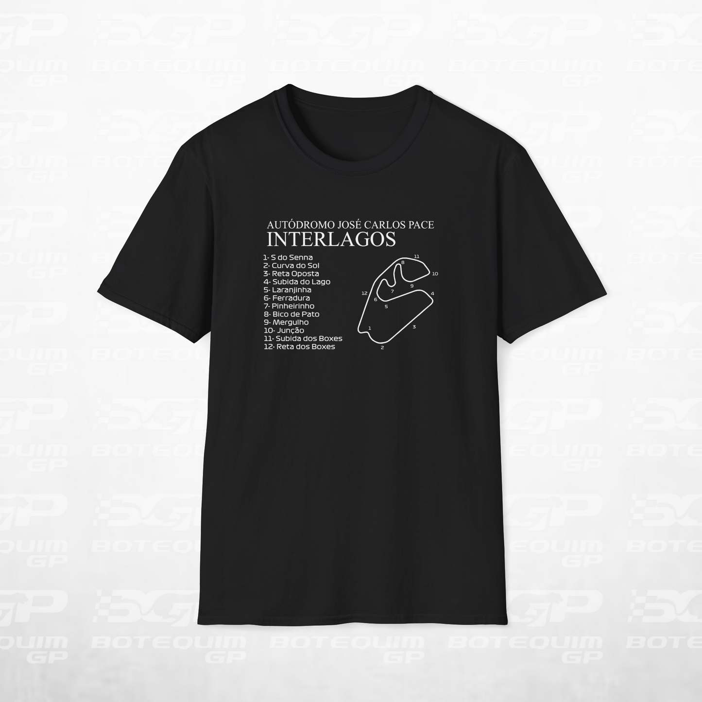 Camiseta Interlagos nomes das curvas